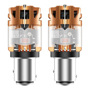 LASFIT front view of 1157 brake LED bulb showing plug-and-play fit and improved visibility