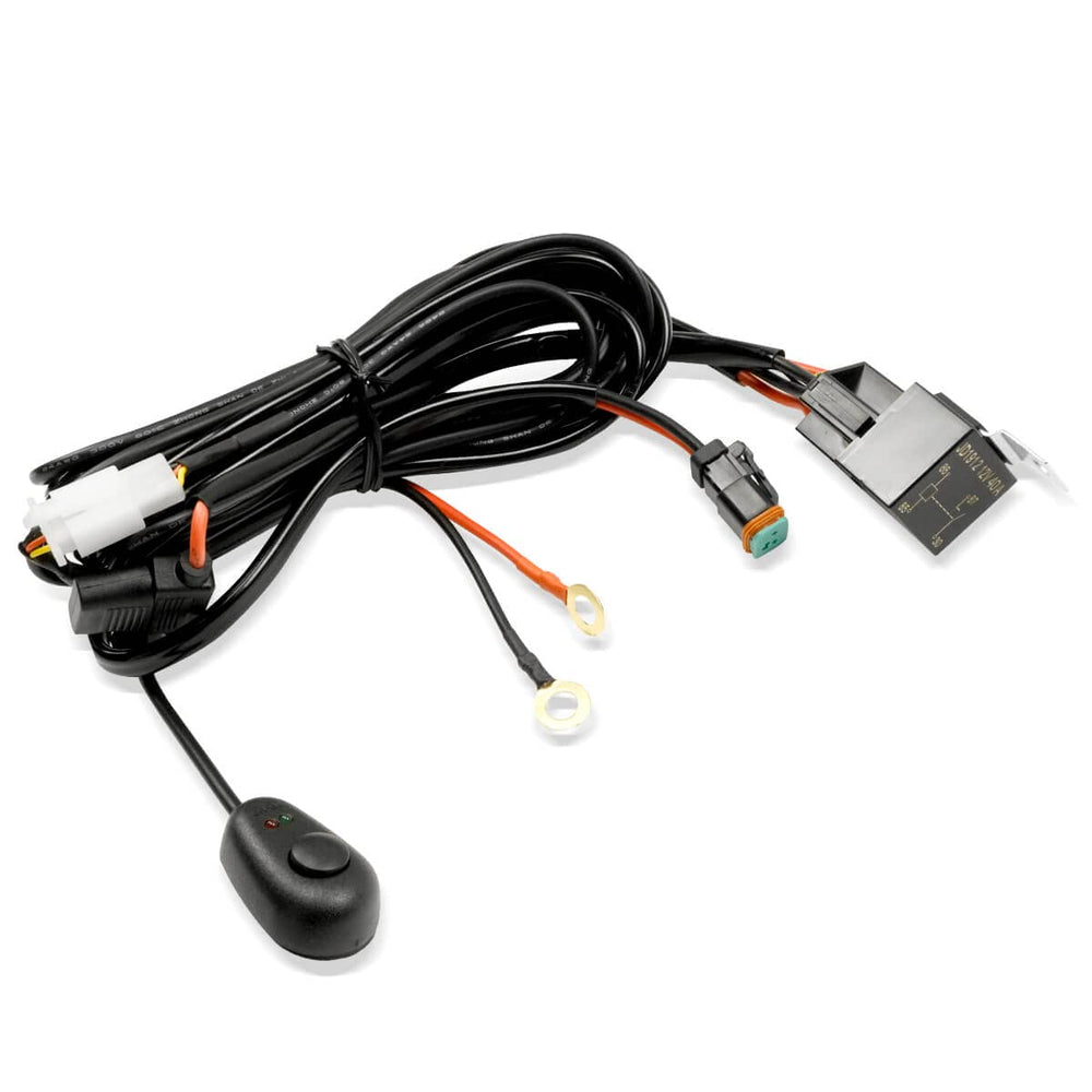 LASFIT harness front assembly showing connectors and benefits secure installation