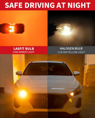 LASFIT bulb installed in a vehicle front turn signal improving visibility