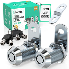 LATCH.IT front view of two cam locks showing solid metal finish for long-lasting security