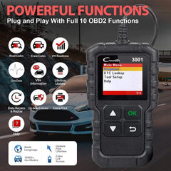 LAUNCH Creader 3001 durable OBD2 connector cable close-up, flexible for easy access