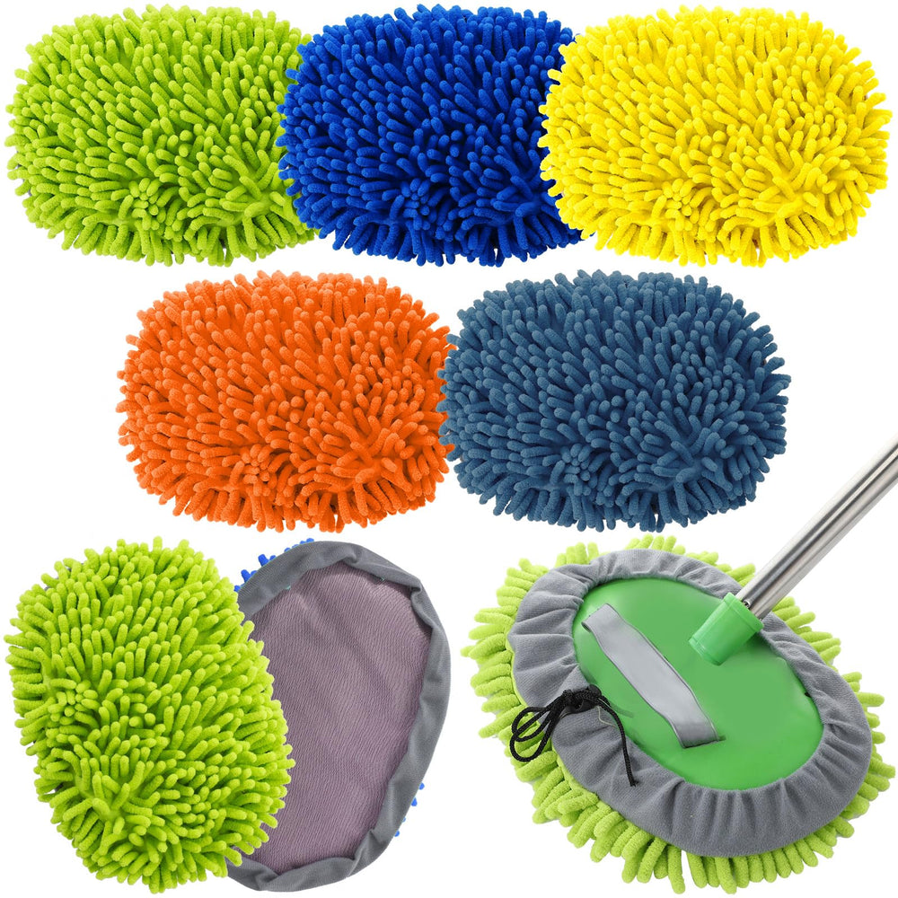 Layhit front view of five colorful replacement mitts, clear contents and sizing benefit