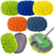Layhit front view of five colorful replacement mitts, clear contents and sizing benefit