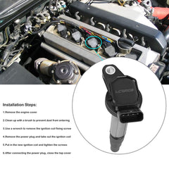 Four LCWRGS ignition coils side-by-side for size and scale comparison to confirm fitment before installation