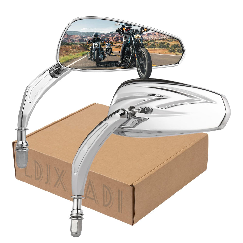 LDJXDADI chrome mirror front view showing polished housing and clean lines improving style