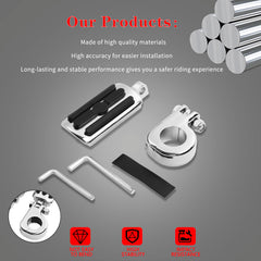 LDJXDADI pegs mounted on engine guard showing secure clamp fit