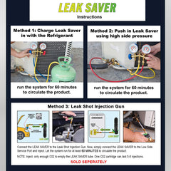 Leak Saver being injected into an automotive AC system for time-saving repairs