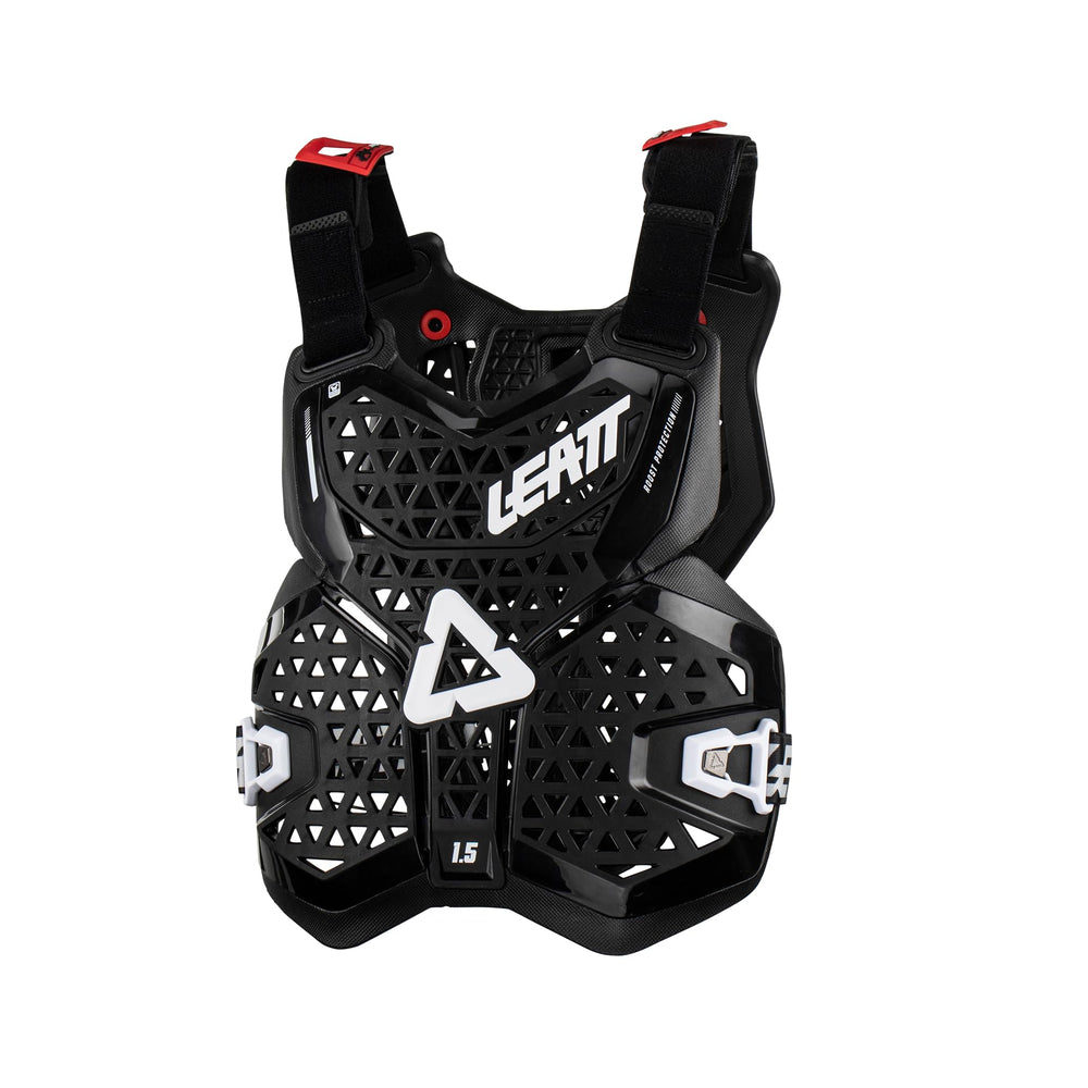 Leatt chest protector 1.5 front view showing slim profile and certified protection