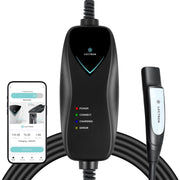 Lectron front view of portable Tesla charger showing compact design and convenience