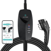 Lectron front view of portable EV charger showing compact design and easy portability