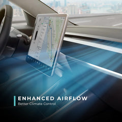 Lectron filter installed in Tesla cabin filter slot, restores airflow and improves ventilation