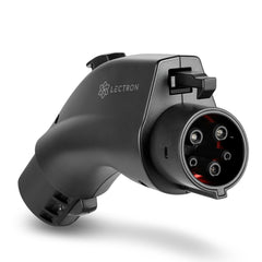 Lectron adapter front view showing NACS and J1772 connectors and versatile charging access