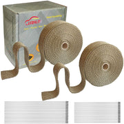 LEDAUT front package showing two titanium heat wrap rolls and ties, clear kit contents