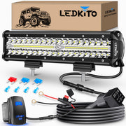 LEDKITO front profile view showing compact 12-inch bar and bright LEDs for clear visibility