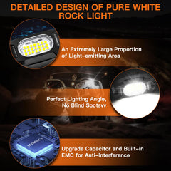 LEDMIRCY rock lights mounted under truck chassis providing bright underbody illumination