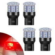 LEDYOTRY front view pack of 4 red LEDs showing ready-to-install bulbs and bright color