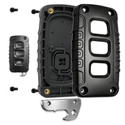 LEHDE front view of 3-button key fob cover showing precise fit and style