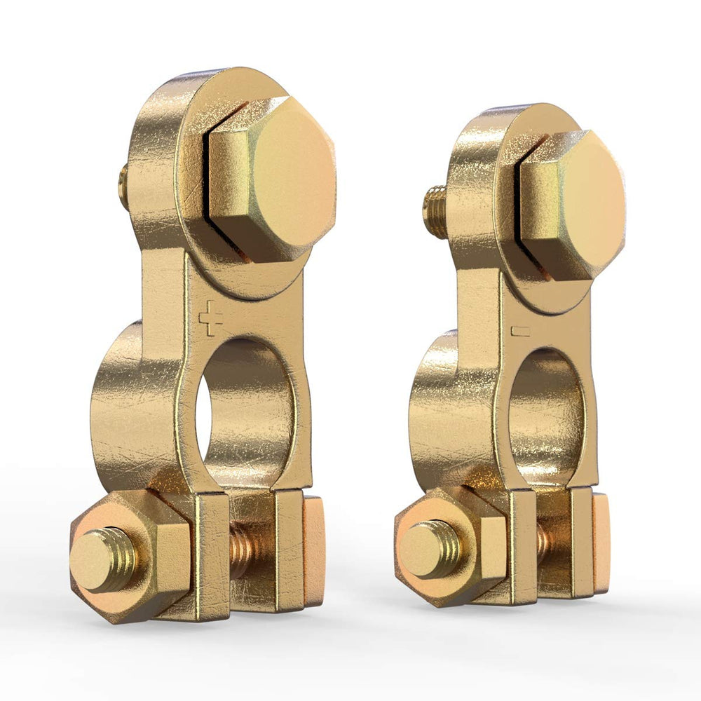 LEICESTERCN front view of brass top-post clamps showing durable build and fit