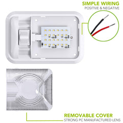 Leisure LED dome light installed in RV ceiling providing bright interior lighting