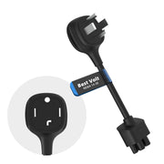 Leisure Stay adapter front view showing plug and secure connection benefit