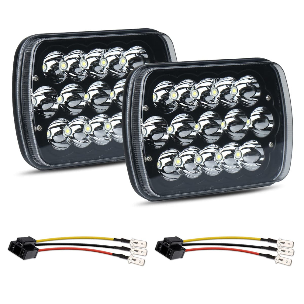 Lemniscate front view of 7x6 LED headlight showcasing crisp beam and fitment benefit
