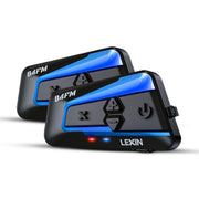 LEXIN B4FM front view dual pack showing compact intercoms and mounting