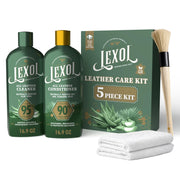 Lexol front packaging showing complete five-piece kit benefits