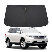 Lezcoan front-facing windshield shade showing full Highlander coverage and protection