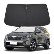 Lezcoan front view of sun shade fitted for Kia Sorento showing precise fit and protection