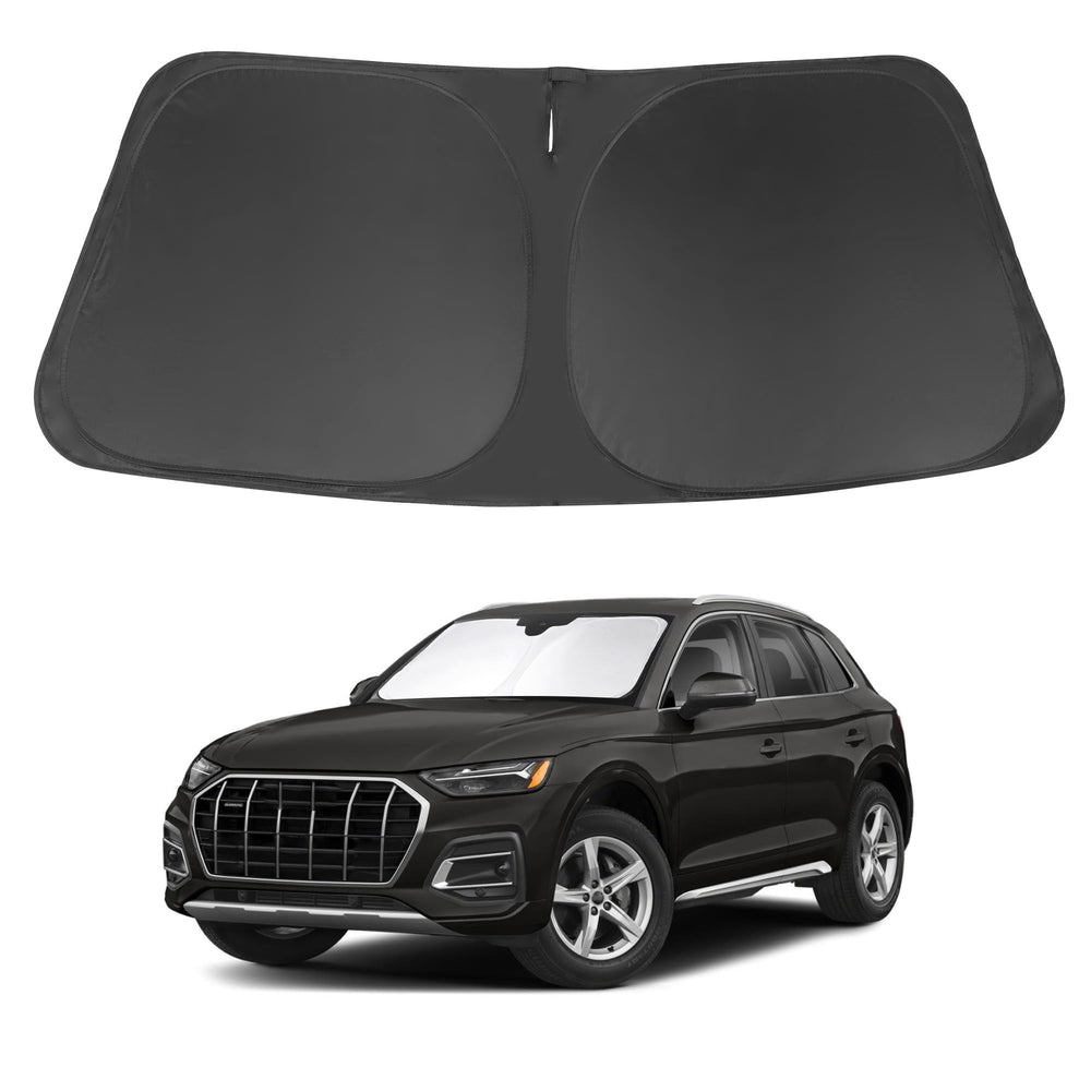 LHFLIVE front installation on Audi Q5 showing snug windshield fit and sun protection