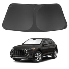 LHFLIVE front installation on Audi Q5 showing snug windshield fit and sun protection