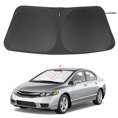 LHFLIVE windshield shade front view showing perfect Civic fit and sun protection