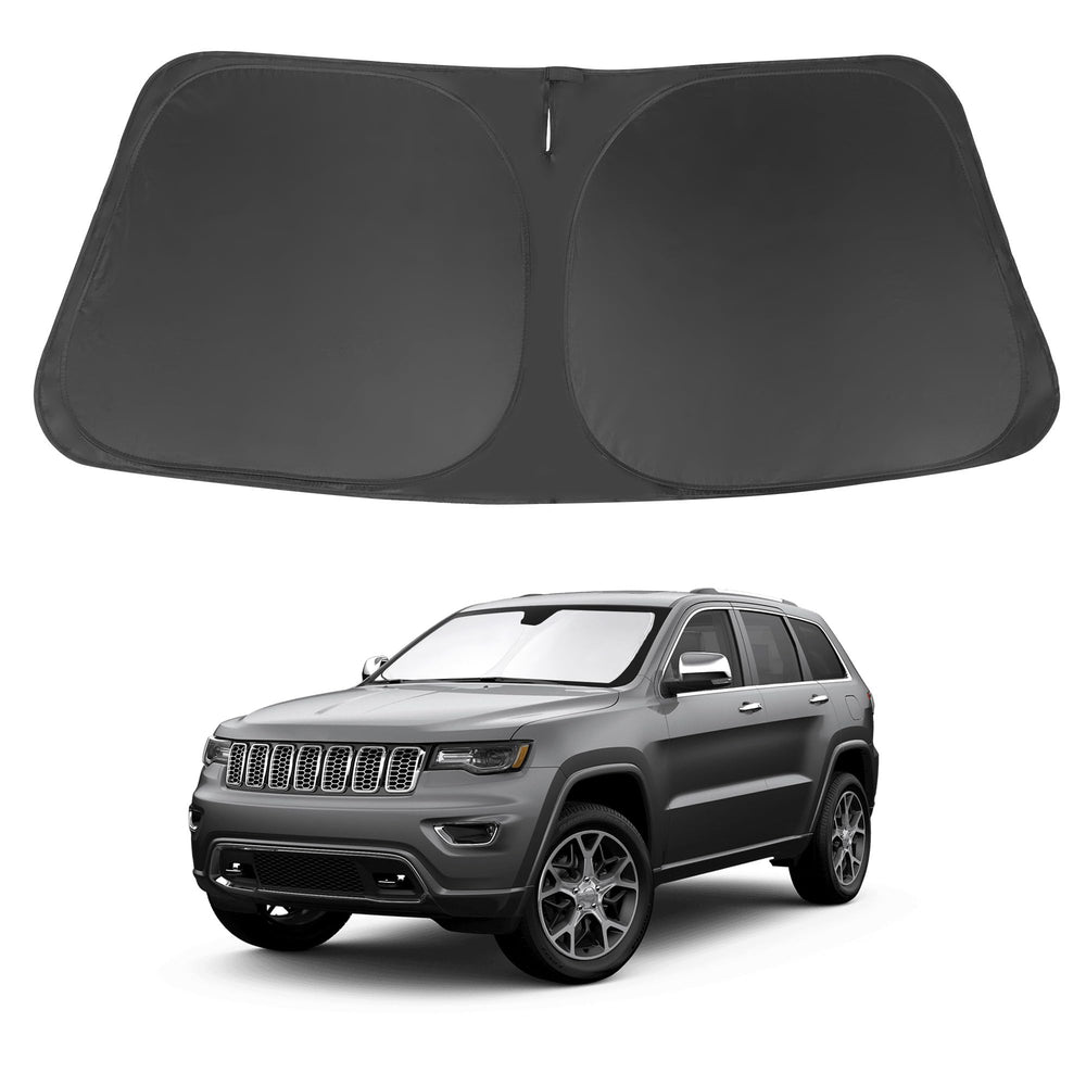 LHFLIVE front view of shade showing perfect windshield fit and sun protection