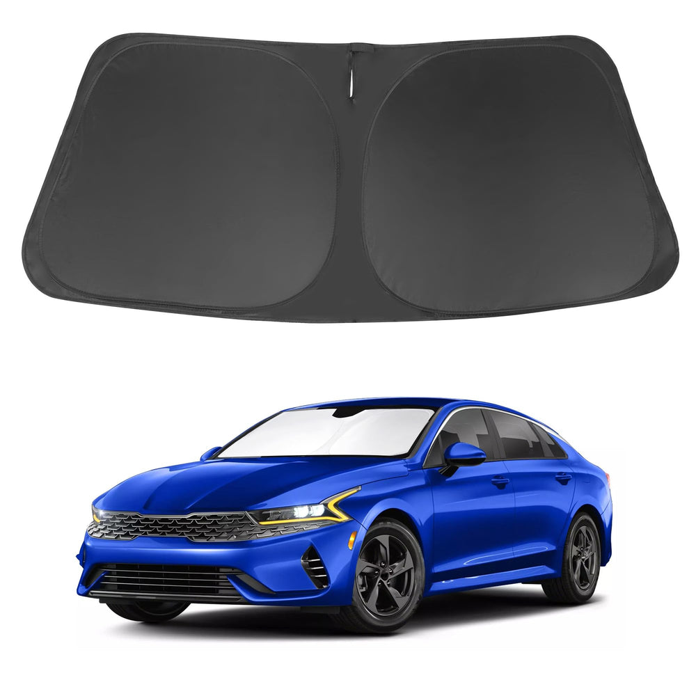 LHFLIVE front view of sun shade showing exact windshield fit and protection