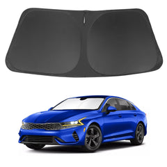 LHFLIVE front view of sun shade showing exact windshield fit and protection
