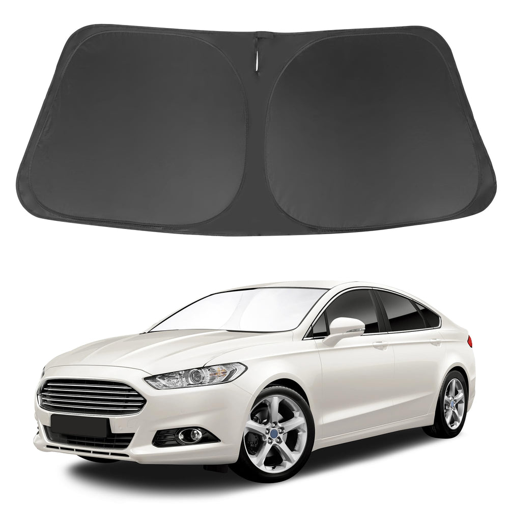 LHFLIVE front view of shade showing full windshield coverage and protection
