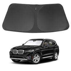 LHFLIVE front view on BMW X3 windshield showing full coverage and cooling benefit