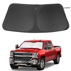 LHFLIVE front view installed on Silverado showing full windshield coverage and cooling benefit