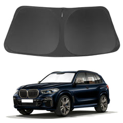 LHFLIVE front view fit on BMW X5 showing precise coverage and sun protection