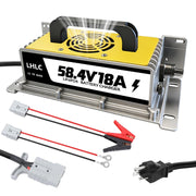 LHLC front view of charger showing compact housing and ports, reliable outdoor charging