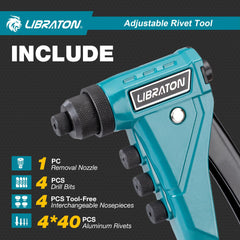 LIBRATON interchangeable nozzles laid out for quick size switching