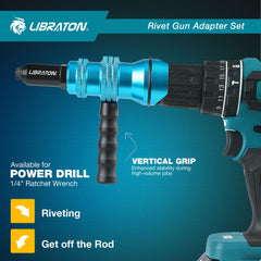 LIBRATON four nosepieces and 40 rivets included for immediate fastening versatility