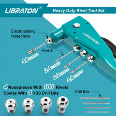 LIBRATON rivets and HSS drill bits laid out for complete fastening versatility
