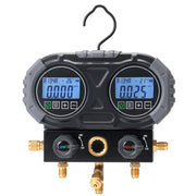 Lichamp front view of digital manifold showing compact layout and portability benefit