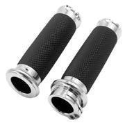 LIDSCURA front view chrome grips shows polished finish and fit for 1" bars