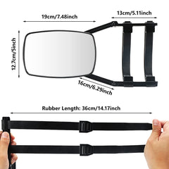 Lifronkit mirror mounted on SUV side mirror demonstrating extended field of view while towing