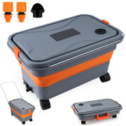 Linforking front view of folding bucket showing capacity and portability benefit