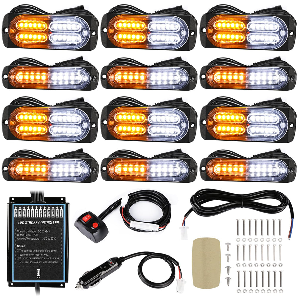 LINKITOM front view of 12pcs strobe kit showing compact layout and components for easy install