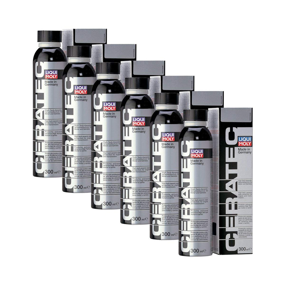 Liqui Moly Cera Tec front packaging showing six 300ml bottles and benefit of wear protection