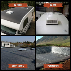 Liquid Rubber primer rolled onto RV roof illustrating even coverage and adhesion benefit